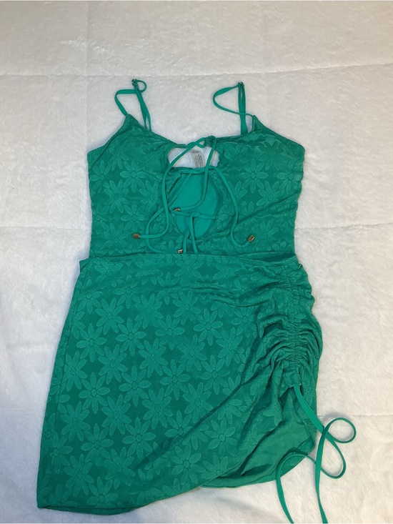 MYKONOS BLU Other - Green Floral Lace Tie-Front one piece bathing suit with skirt